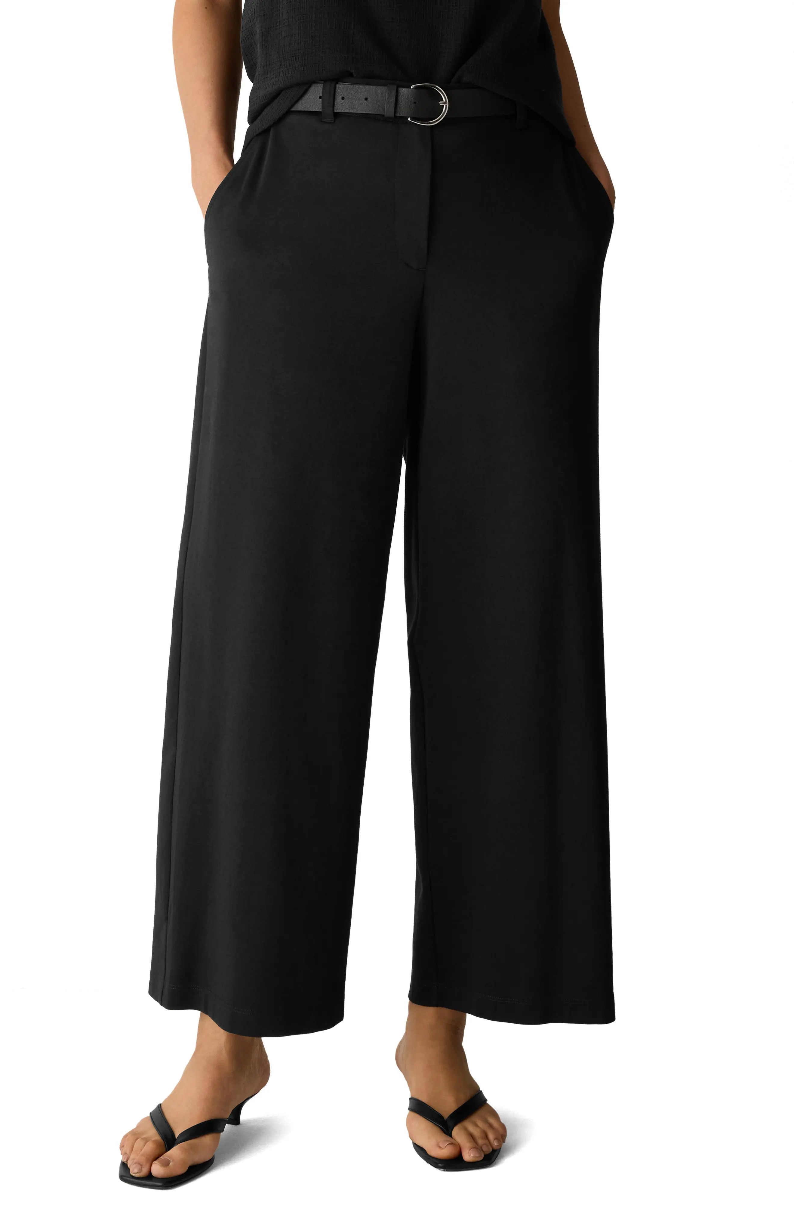 Eileen Fisher High Waist Ankle Wide Leg Pants in White at Nordstrom, Size Xx-Small | Nordstrom