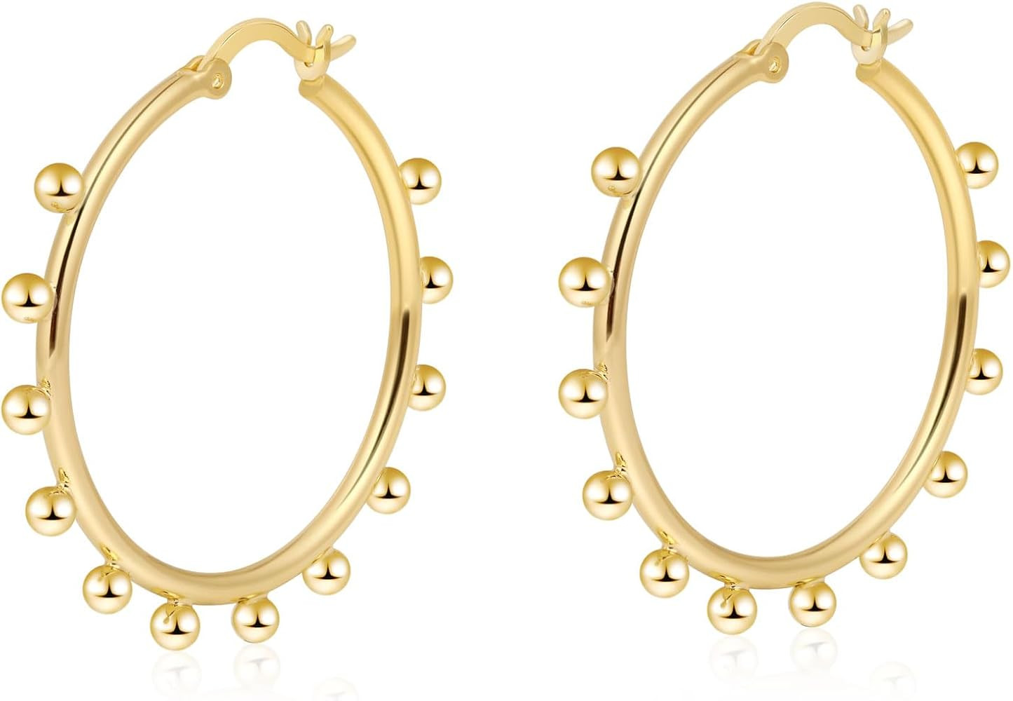 VIROMY 14K Gold Plated Earrings for Women Simple Gold Hoop Earrings for Women Lightweight Chunky ... | Amazon (US)