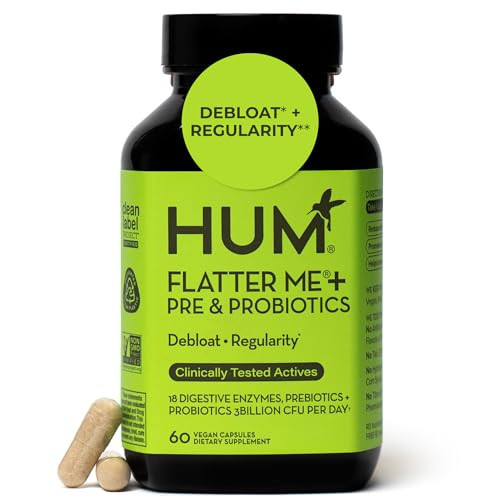 HUM Flatter Me Digestive Enzymes Plus Prebiotics & Probiotics, Digestive Health Bloating Supplement for Women & Men, Fast Acting Anti Bloat Pills Multi Enzyme for Debloating, Vegan, 60 Capsules | Amazon (US)