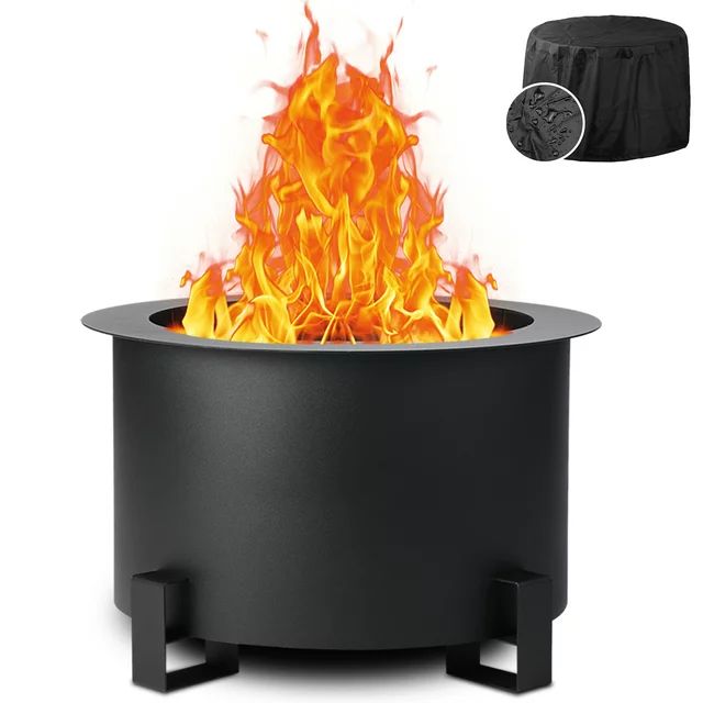 MAGIC UNION 21.5 Inch Smokeless Metal Fire Pit Large Wood Burning Bonfire Firepit with Handle Pok... | Walmart (US)