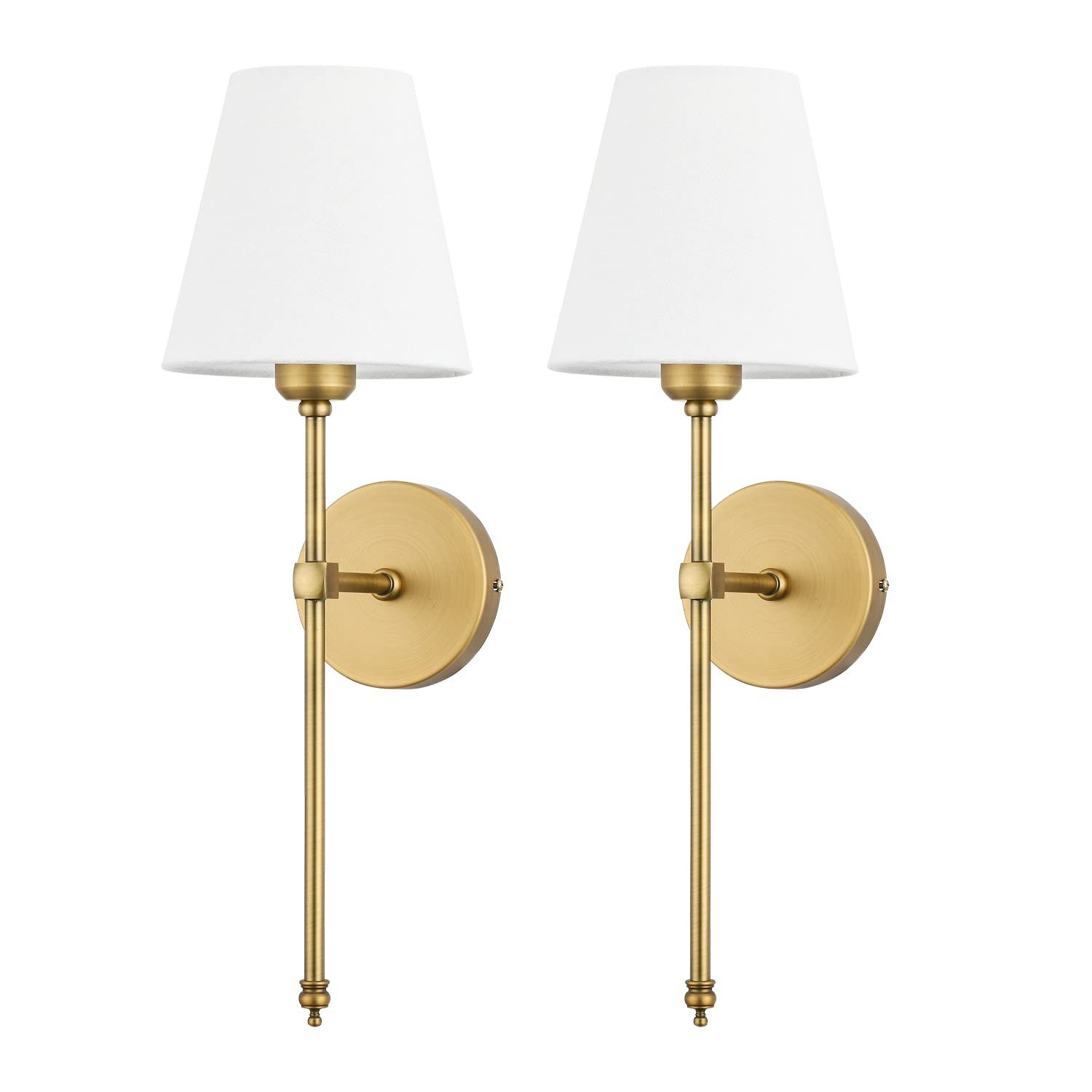 Bsmathom Wall Sconces Sets of 2, Classic Brushed Brass Sconces Wall Lighting, Hardwired Bathroom ... | Amazon (US)