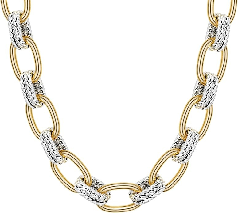 18K Gold Plated Dainty Cuban Choker Necklace Herringbone Snake Necklace Paperclip Chain Layered N... | Amazon (US)