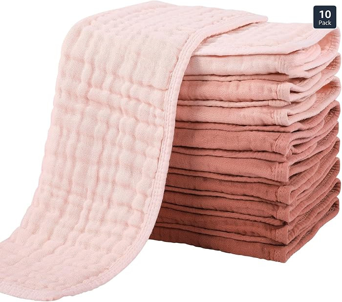 Yoofoss Muslin Burp Cloths for Baby 10 Pack 100% Cotton Baby Washcloths for Boys Girls Large 20''... | Amazon (US)