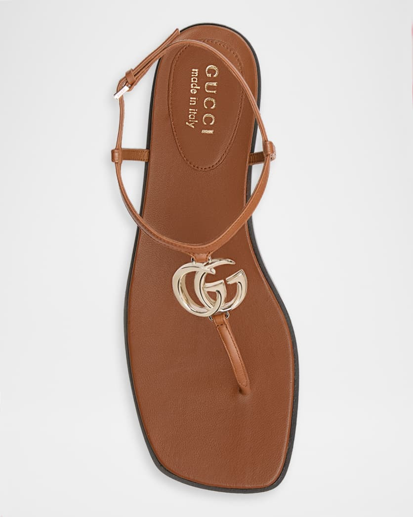 GG Marmont Leather Thong Sandals | Neiman Marcus