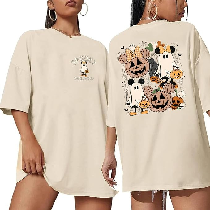 Halloween Oversized Women Tee Pumpkin Ghost Fall Spooky Short Sleeve Shirt | Amazon (US)