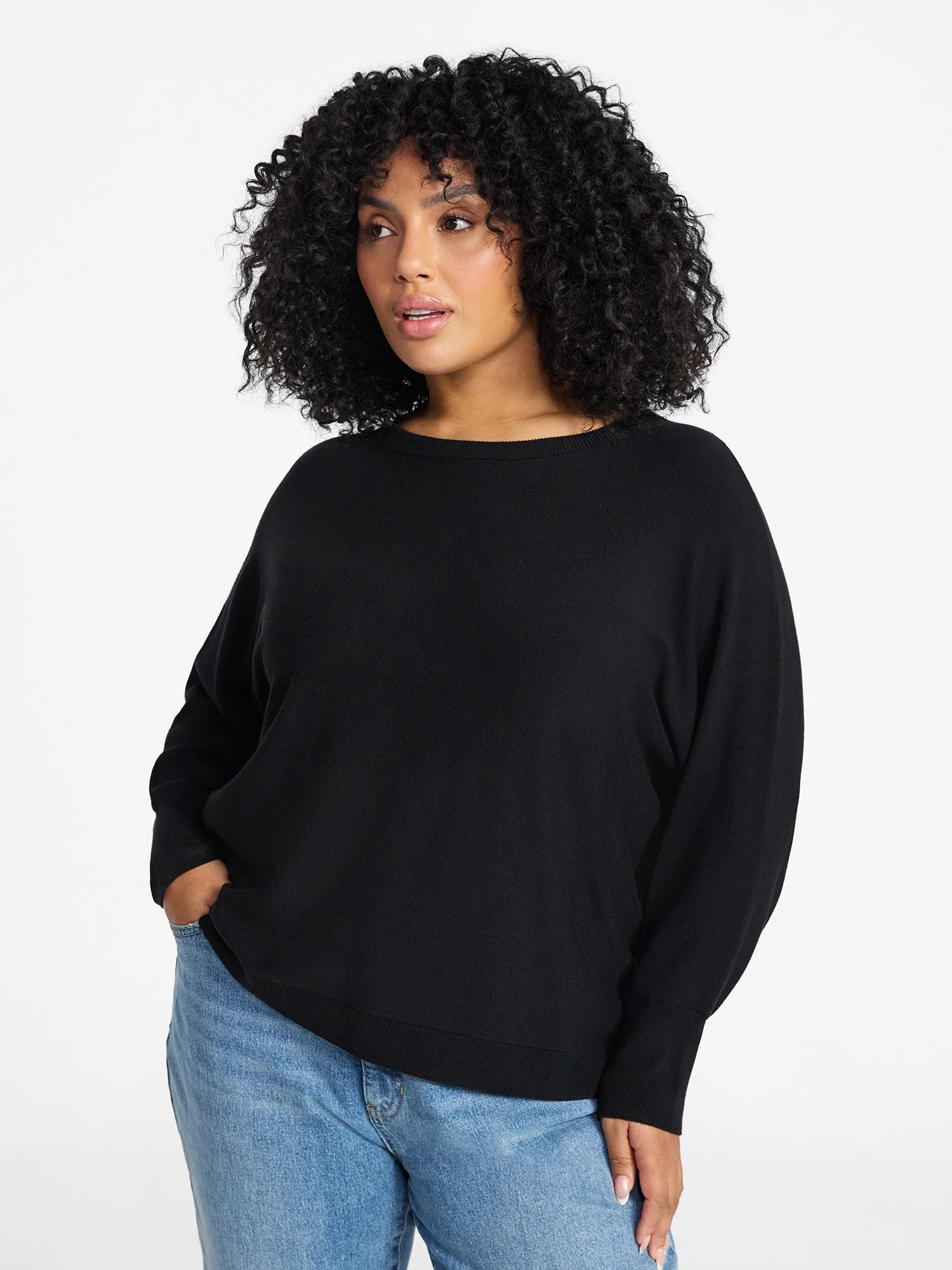 Terra & Sky Women's Plus Size Fine Gauge Dolman Sweater, Sizes 0X-5X | Walmart (US)