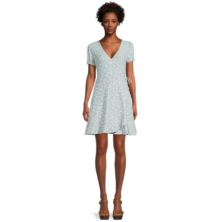 No Boundaries Juniors Faux Wrap Dress | Walmart (US)