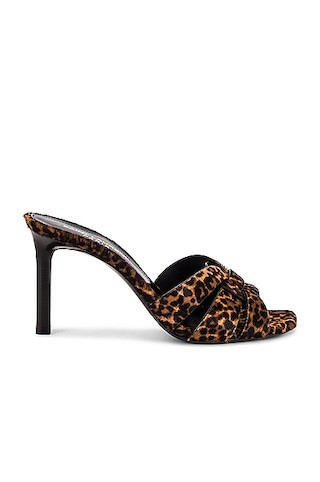 Saint Laurent Tribute Leopard Mules in Brown | FWRD 