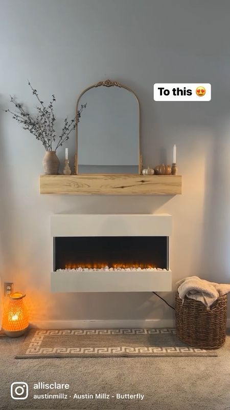 She had a glow up 🔥😍 This was so easy to do! We didn’t have a fireplace so we got this electric wall mounted one and added a wood mantle piece. I linked everything below ☺️

#diy #diyvideo #electricfireplace #electricfireplaces #fireplace #fireplacedecor #mantle #mantel #manteldecor #mantledecor #falldecor #fallfireplace #diyhack #hacks #decor #fallmantle #shelf #fireplaceshelf #floatingshelf #floatingmantel #floatingmantle

#LTKSale #LTKhome #LTKSeasonal