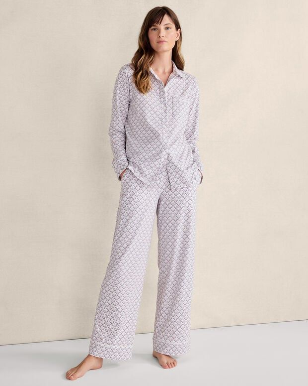 Organic Cotton Jersey Chevron Print Pajama Set | Talbots