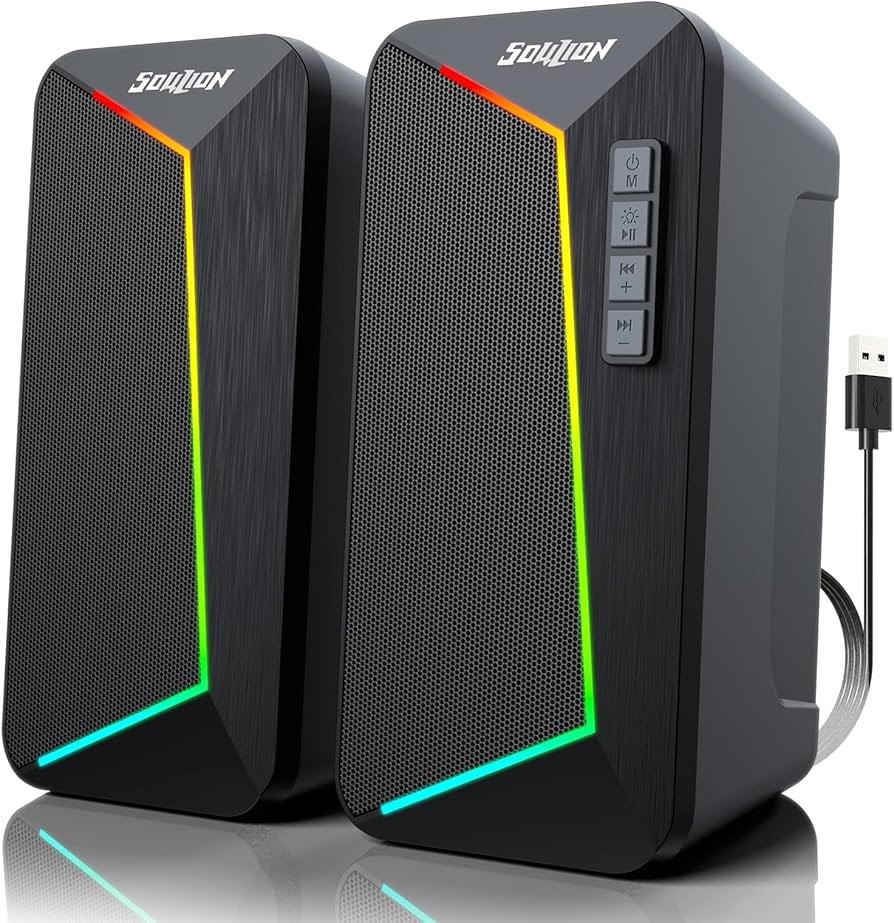 SOULION R40 Computer Speakers, USB/Bluetooth V5.3 Desktop Speakers for PC Monitor Gaming, with Cu... | Amazon (US)