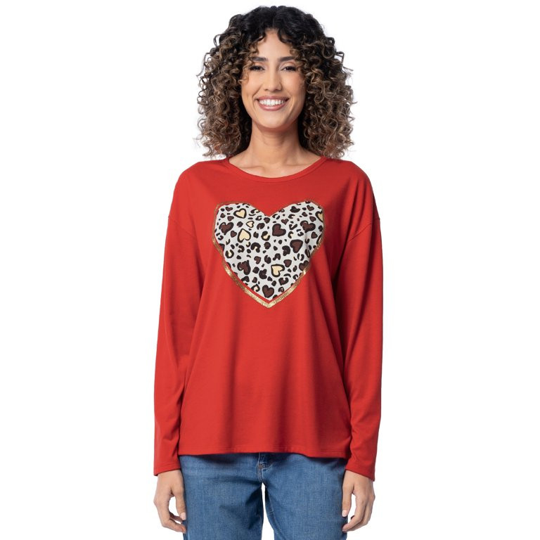 Valentine's Day Women’s Graphic Tee with Long Sleeves from Way To Celebrate, Sizes S to XXXL - ... | Walmart (US)