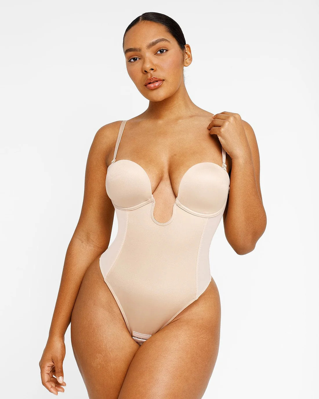 AirSlim® Deep Plunge Low-Back Thong Bodysuit | Shapellx