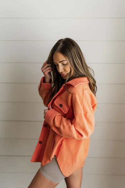 Maddie Tangerine Shacket | She Is Boutique