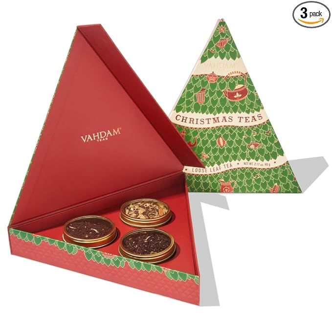 VAHDAM, Christmas Tea Gift Sets (3.17oz/45+ Cups) 3 Loose Leaf Tea In A Luxury Gift Box | Gluten ... | Amazon (US)