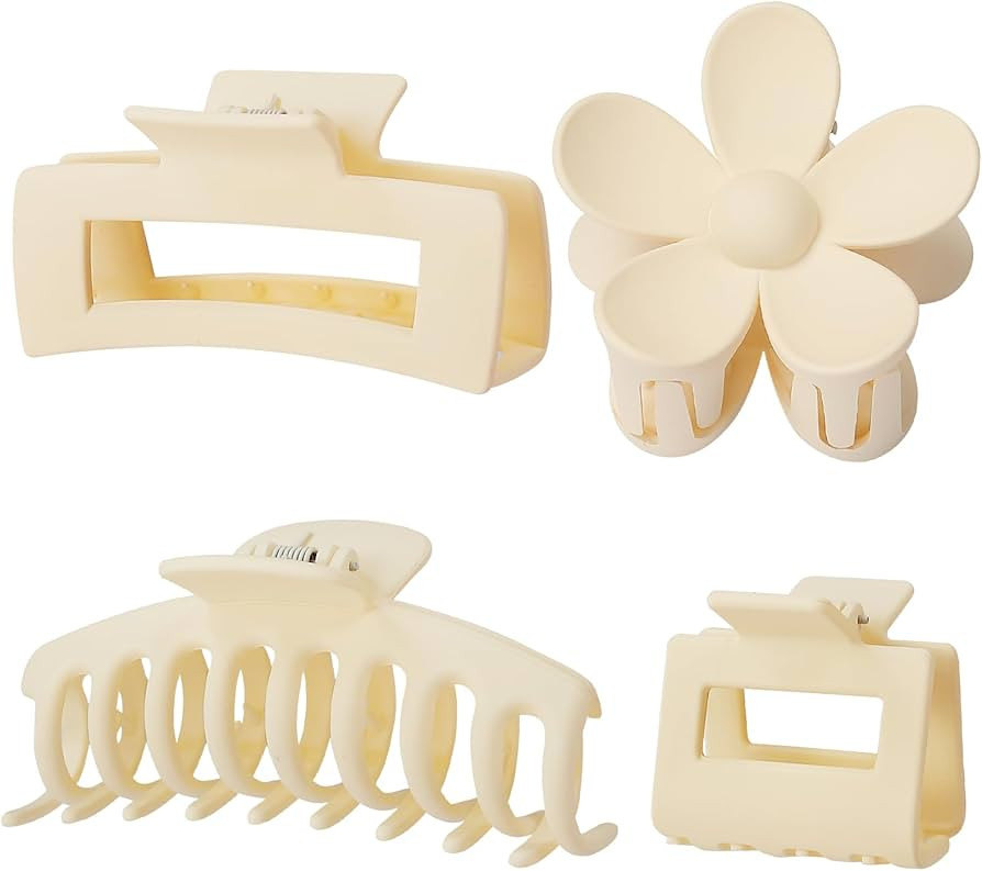 NEW LIVE Hair Clips - 4 Pack: Flower, Banana, Large & Small Rectangular Claw Claws - Premium Acry... | Amazon (US)