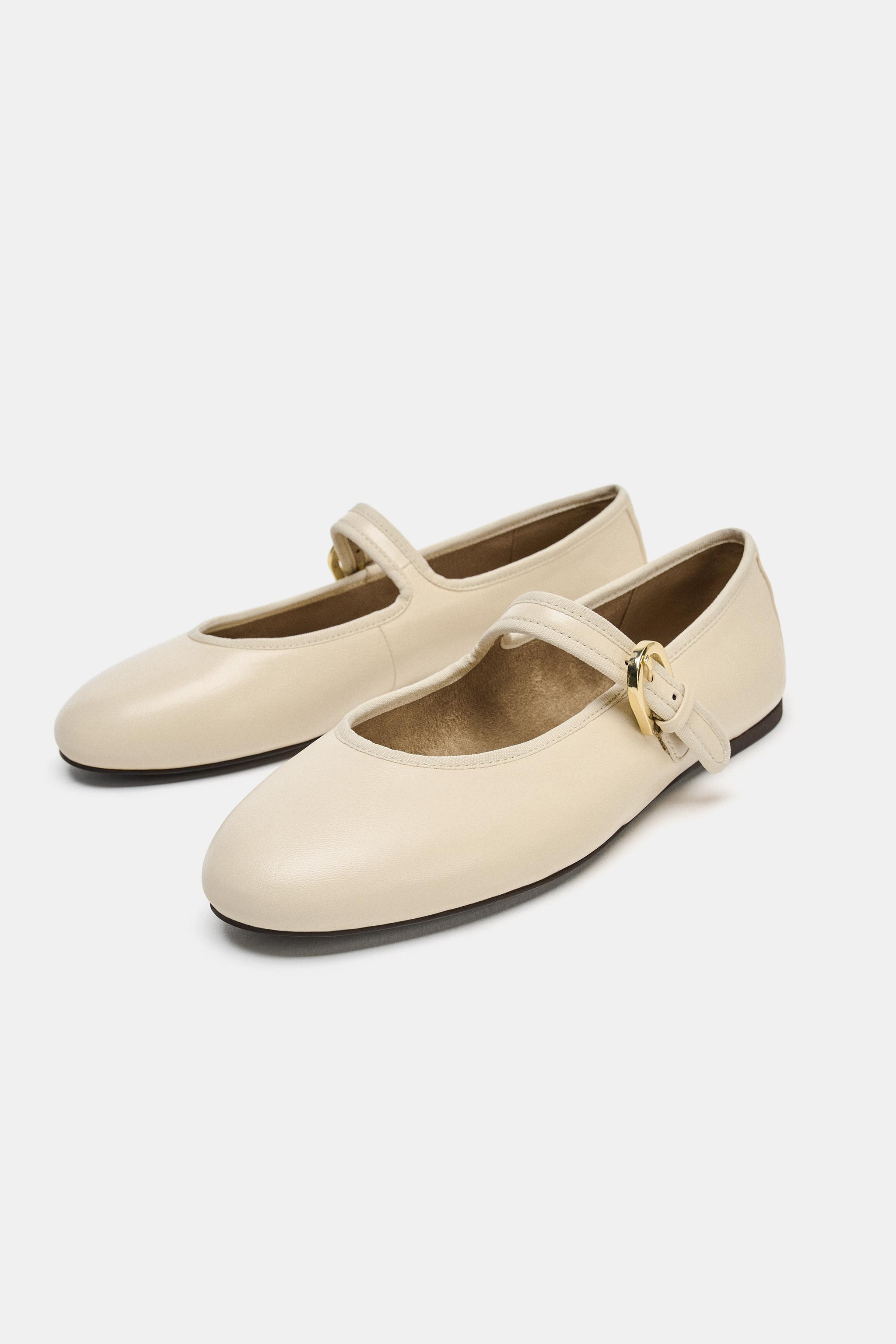 SOFT LEATHER BALLET FLATS | Zara UK