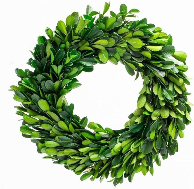 Boxwood Wreath 10 inch Preserved Nature Boxwood Wreath Home Decor Stay Fresh for Years Rustic Far... | Amazon (US)