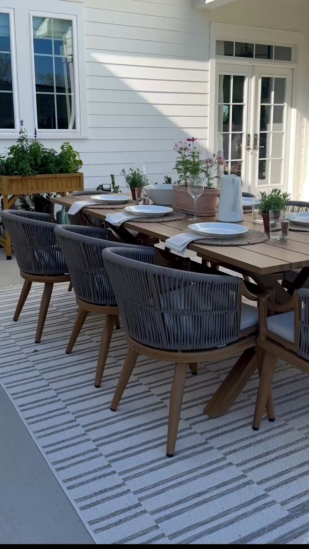 Designer outdoor dining… without the designer price 🍽️..

Use code PL10Brittany for 10% OFF 🤍

This @purpleleafgarden teak 9-piece set is SO good. You get that high-end teak look without all the maintenance (huge win 🙌).

The table is powder-coated aluminum so it’s sturdy + rust-resistant, and the all-weather wicker chairs are actually comfortable (which matters more than you think 😅).
They’ve got gripper armrests, adjustable legs for leveling, and zip-off cushion covers for easy cleaning.

The rattan backs are durable, weather-resistant, and still give that elevated, designer feel ✨

Already picturing garden parties, girls nights, and hosting family out here all year long 🥂🌿

#LTKHome