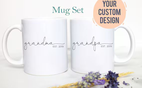 Grandpa and Grandma Individual OR Mug Set, Baby Announcement, New Grandparents Mug, New Grandpa, ... | Etsy (US)
