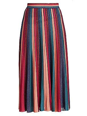 Metallic Stripe Pleated Skirt | Saks Fifth Avenue