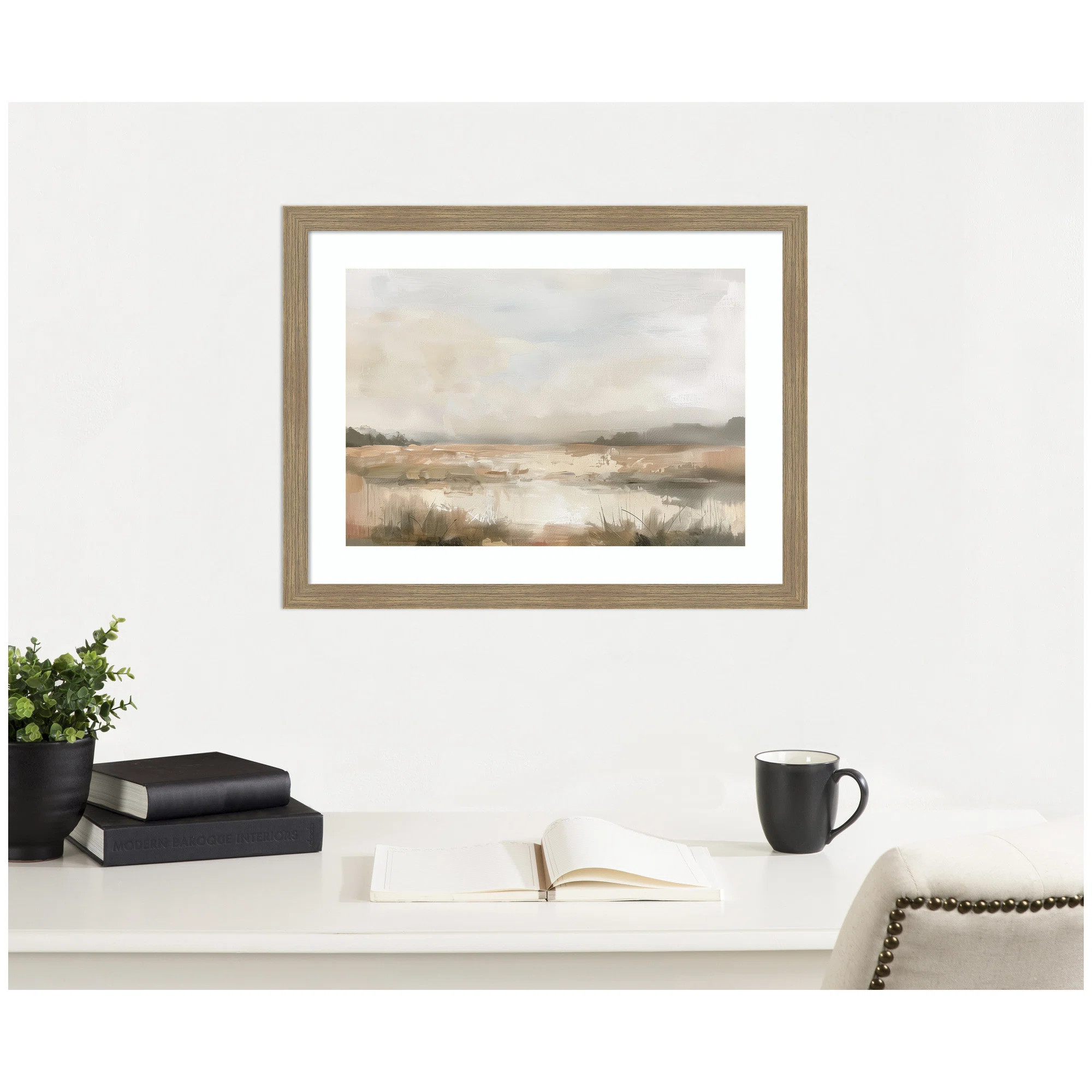 Neutral Abstract Landscape by The Creative Bunch Studio Framed Wall Art Print | Wayfair North America