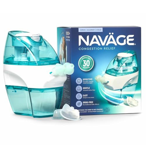 Navage Starter Bundle - Nasal Irrigation System - Saline Nasal Rinse Kit with 1 Navage Nose Cleaner and 30 Salt Pods | Amazon (US)