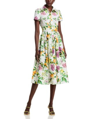 AQUA Lemon Print Fit & Flare Poplin Shirt Dress - Exclusive   | Bloomingdale's Women | Bloomingdale's (US)