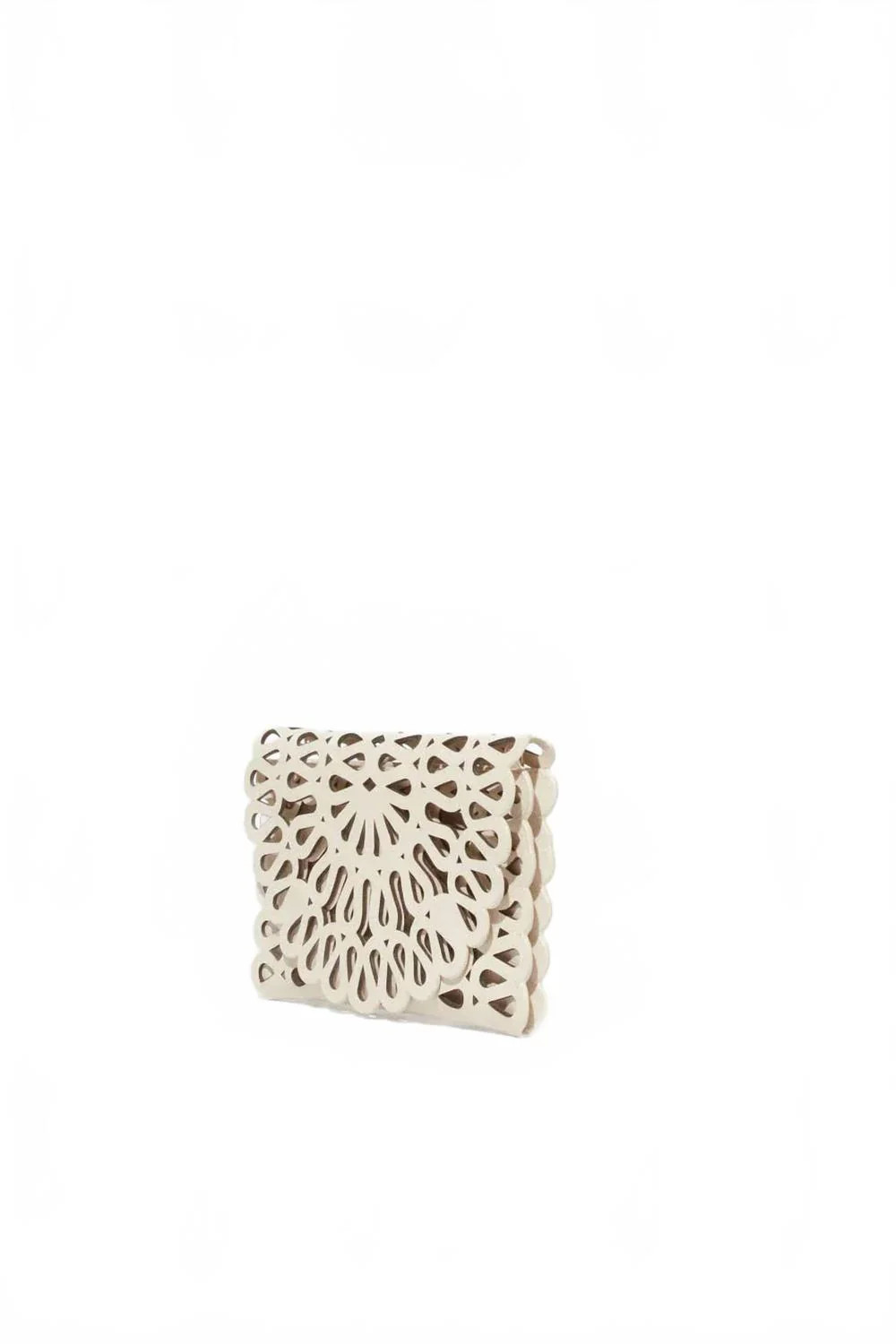 Women's Mccall Laser Cut Leather Clutch Bag In Cream | Shop Simon