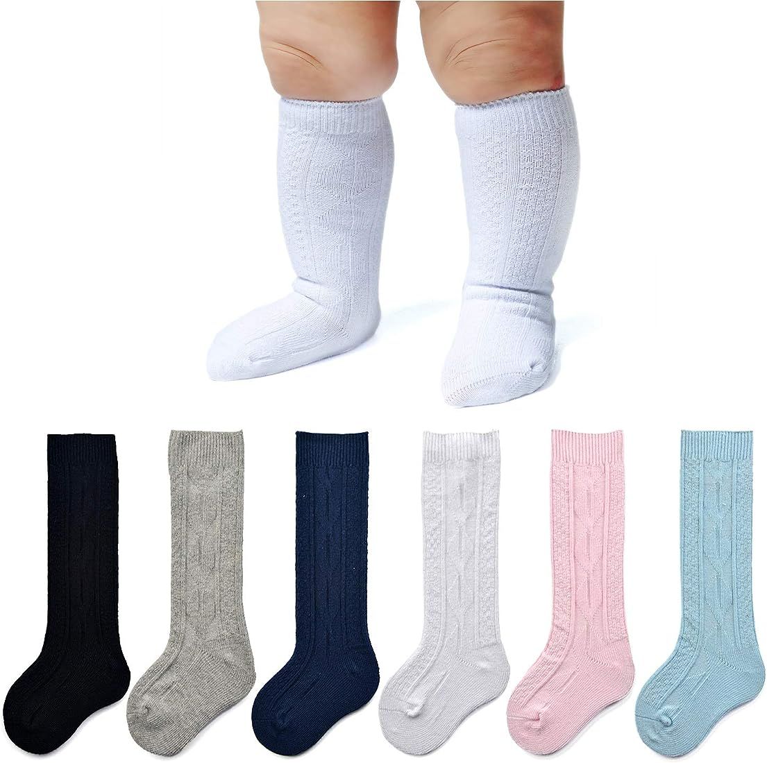 EPEIUS Unisex-Baby Seamless Ribbed/Cable Knit Knee High Socks (Pack of 3/6) | Amazon (US)