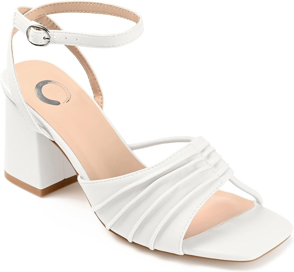 Journee Collection Womens Shillo Open Toe Mid Block Heel Pumps | Amazon (US)