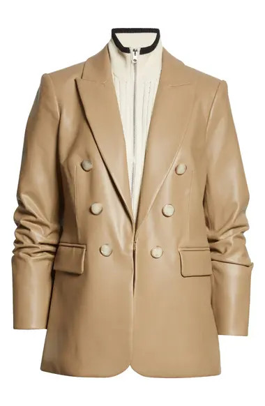 Veronica Beard Beacon Faux Leather Dickey Jacket | Nordstrom