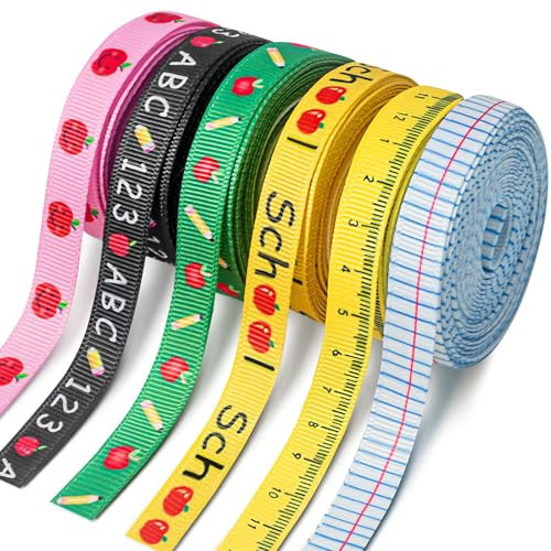 6 PCS Ruler Ribbon Teacher Themed 30 Yards, Back to School Ruler, ABC Ribbon Sewing DIY Crafts Supplies (0.39 Inches) | Amazon (US)