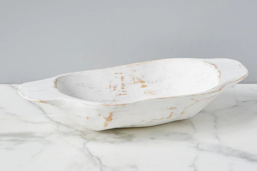 Distressed White Dough Bowl, Small | etúHOME