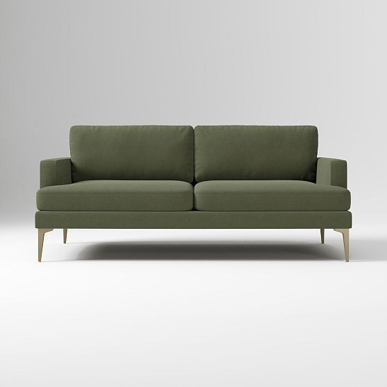 Andes 76.5" Sofa, Poly, Deluxe Velvet, Green Spruce, Blackened Brass | West Elm (US)