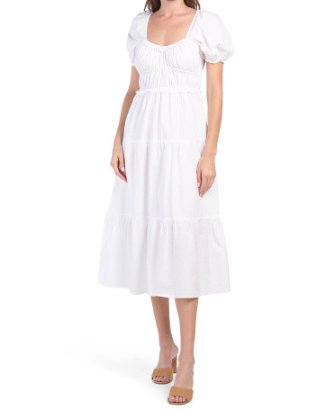 Poplin Tiered Midi Dress | Casual Dresses  | Marshalls | Marshalls