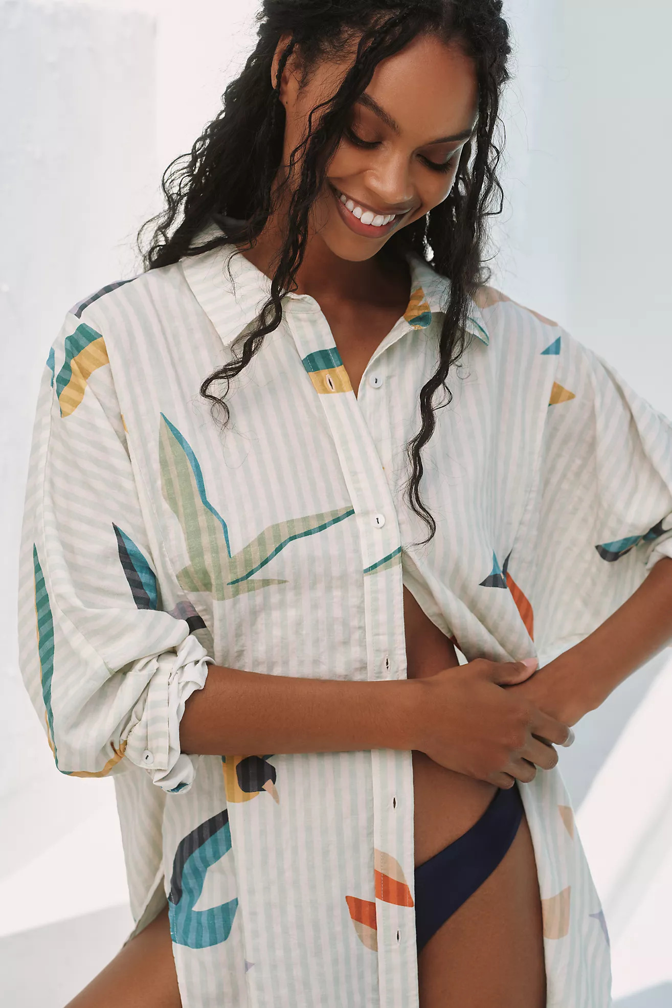 Celandine Printed Oversized Buttondown Shirt | Anthropologie (US)