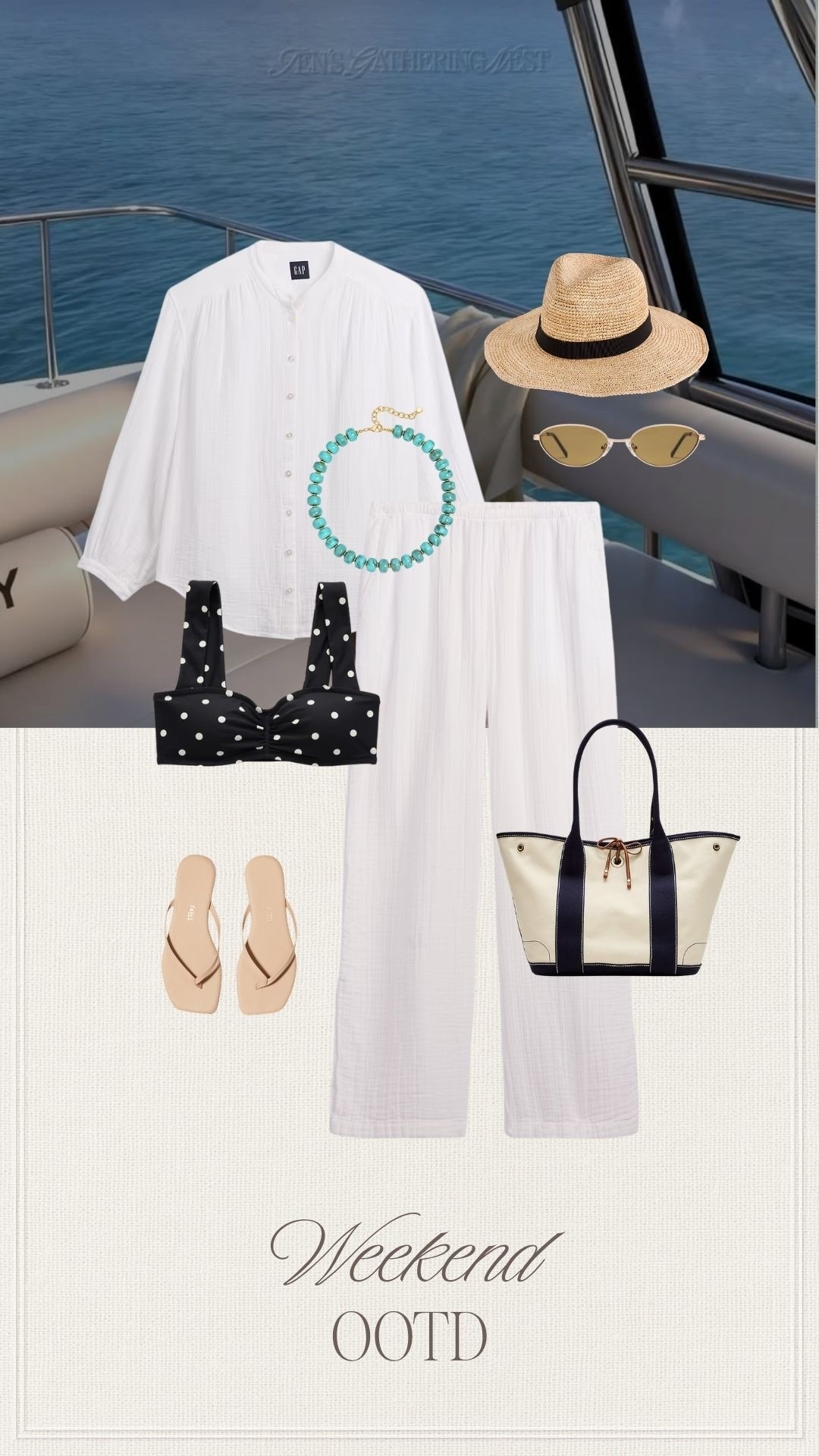 Boat day outfit inspo with crisp white gauze pieces, a polka dot bikini, straw hat, tote and turquoise accents for a classic coastal summer look 🛥️🩵

#boatday #summeroutfit #coastalstyle #vacationstyle #beachoutfit #resortwear #summerfashion #outfitinspo #affordablefashion #aerie #gap #jcrew

#LTKootd #LTKSeasonal #LTKSwim