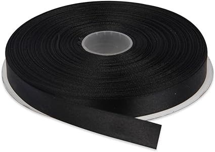 Topenca Supplies 1/2 Inches x 50 Yards Double Face Solid Satin Ribbon Roll, Black | Amazon (US)