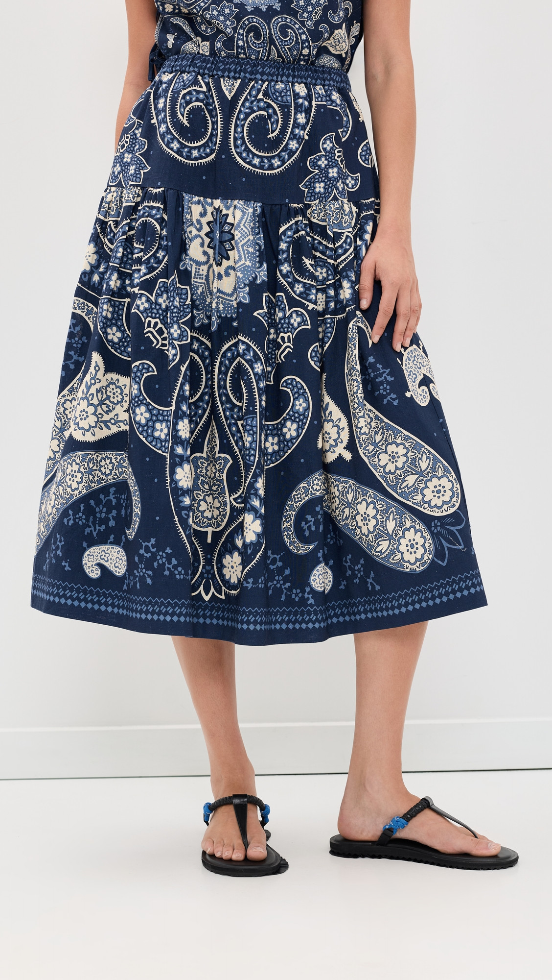 Sea Emelina Print Midi Skirt Navy S | Shopbop