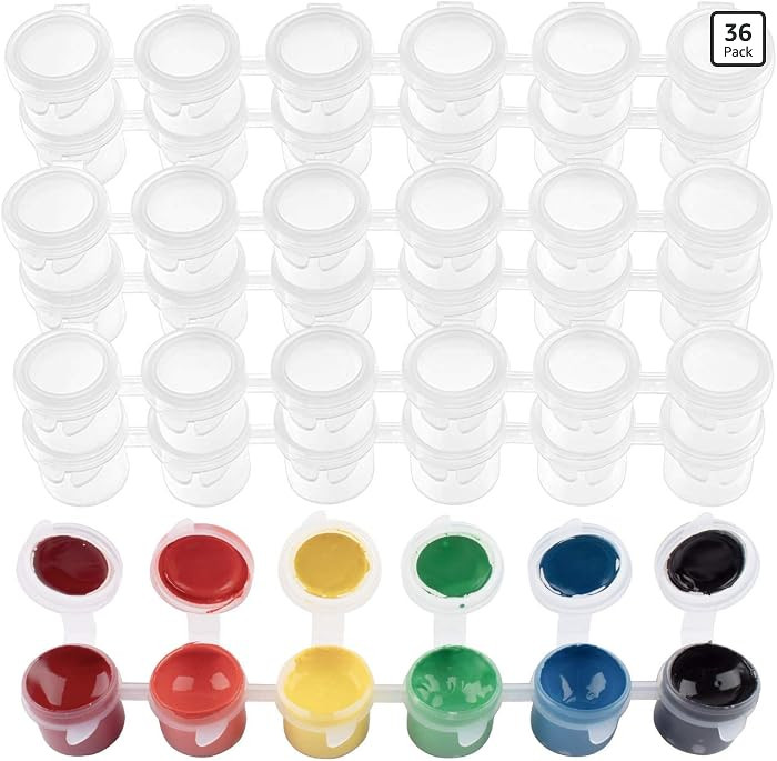 36 Empty Paint Pots with Lids, 5 ml/0.17 OZ Clear Empty Storage Paint Containers, Mini Painting C... | Amazon (US)