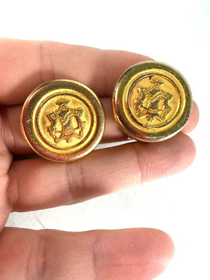 Vintage Earrings Clip On Giorgio Beverly Hills Coin Crest Logo 90s Signed  | eBay | eBay US