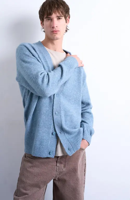 Topman Oversize V-Neck Cardigan in Medium Blue at Nordstrom, Size Small | Nordstrom
