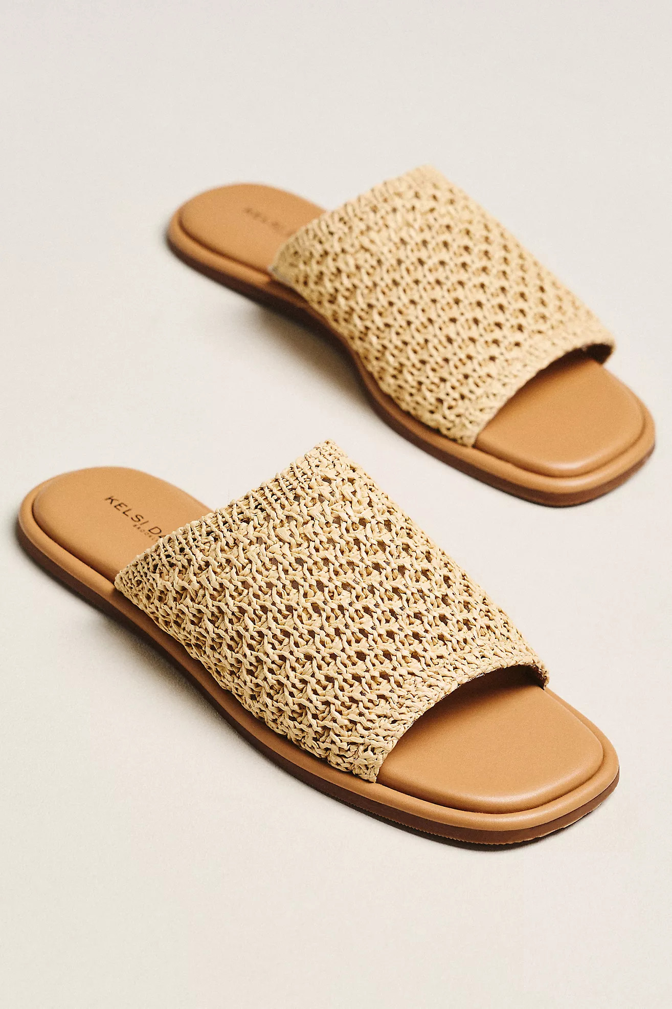 Kelsi Dagger Brooklyn Benny Netted Raffia Slides | Anthropologie (US)