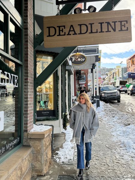 We designed a lounge and interview space for Deadline Hollywood at the Sundance Film Festival and this coat was practically made for an occasion like this.