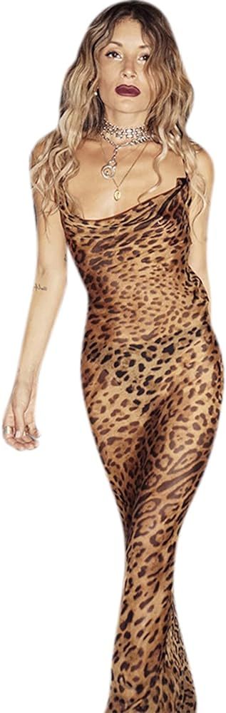 Women Mesh Sheer Spaghetti Strap Long Maxi Dress Sexy Sleeveless Backless Beach Swimsuit Cover Up... | Amazon (US)