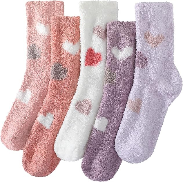 Pleneal Fuzzy Socks for Women - Soft Fluffy Slipper Socks Women, Winter Warm Plush Sleeping Sock | Amazon (US)