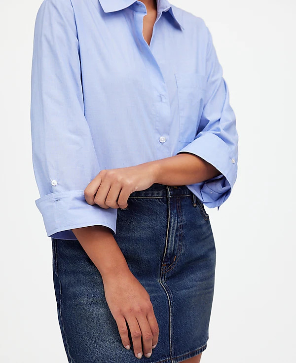 Easy Y-Neck Button-Up Shirt | Madewell | Madewell