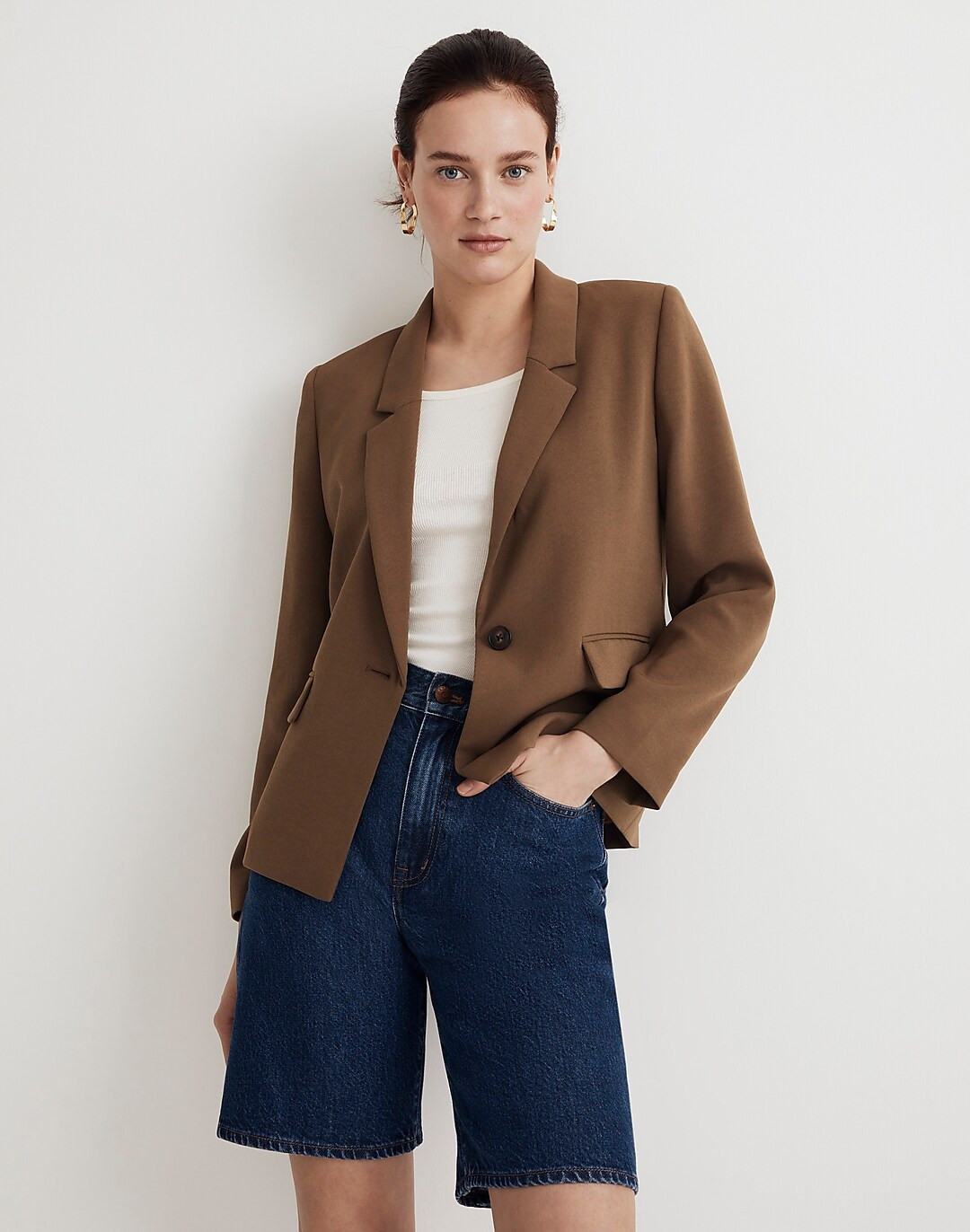 The Dorset Crop Blazer in Easygoing Crepe | Madewell