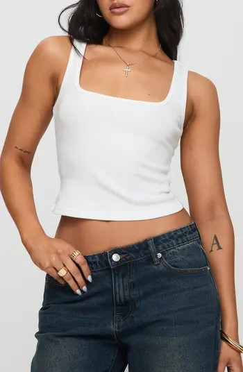 Princess Polly Baseline Square Neck Rib Tank | Nordstrom | Nordstrom